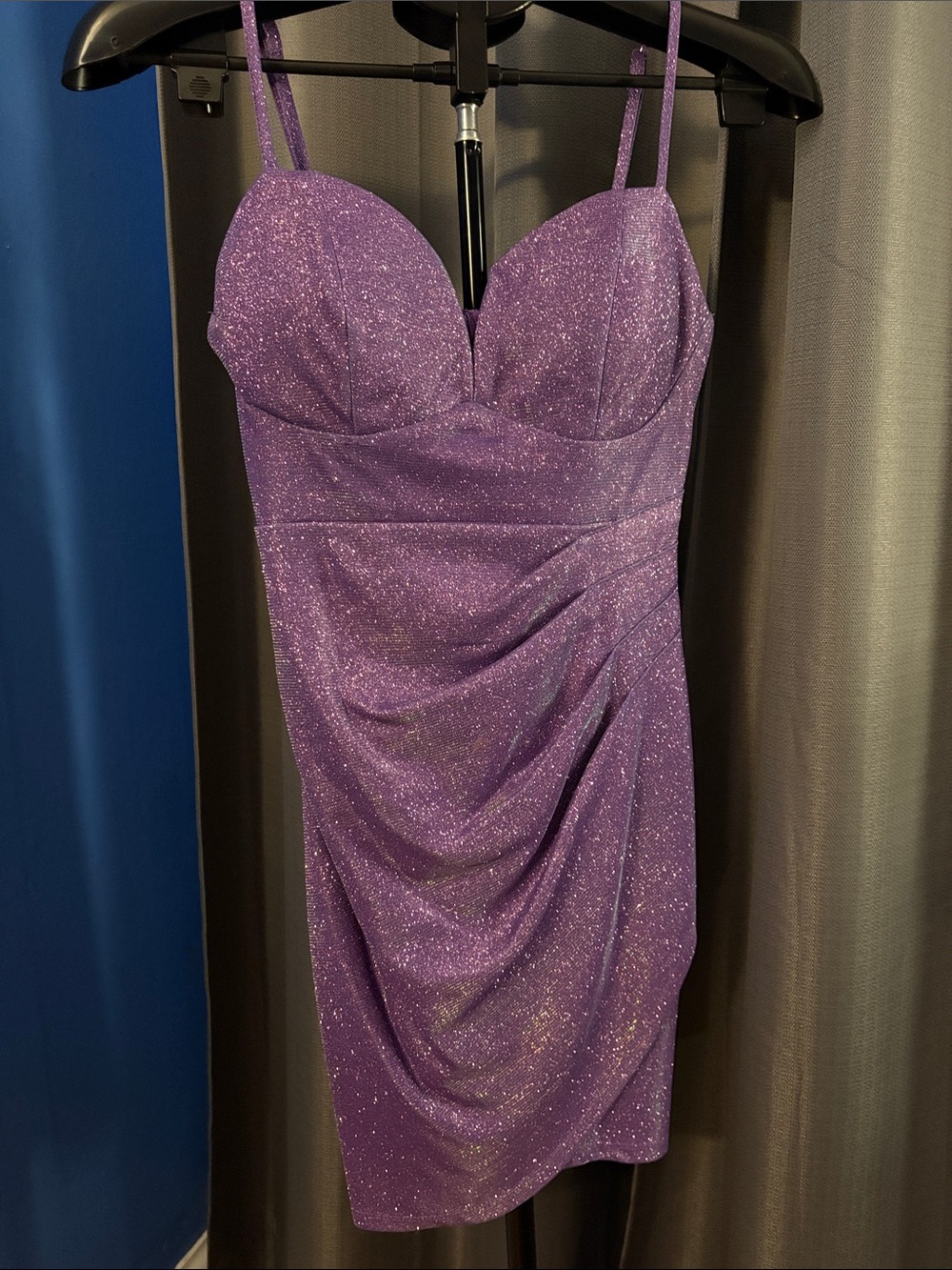 Crystal Doll Sparkle Purple Mini Dress